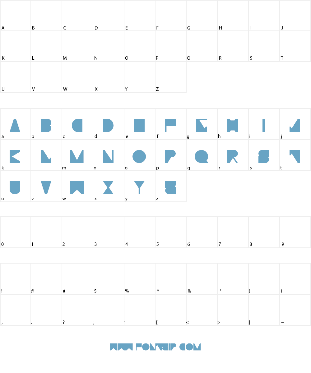 Moiser techno Font Character